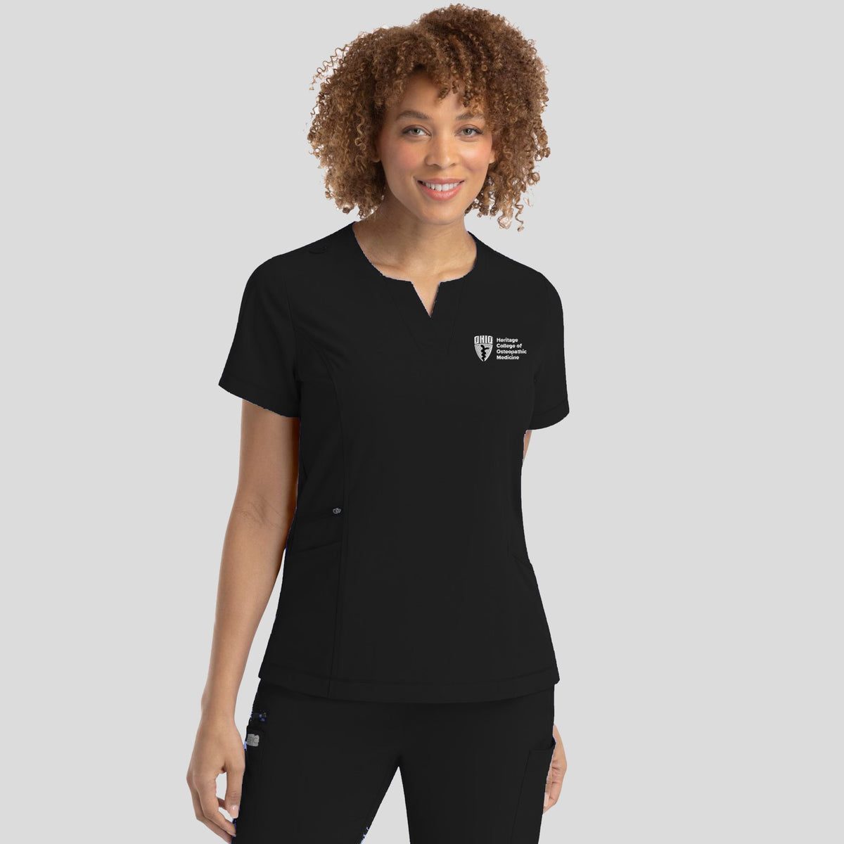 Ohio University Notched Crew Neck Top | Black